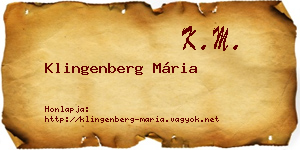 Klingenberg Mária névjegykártya